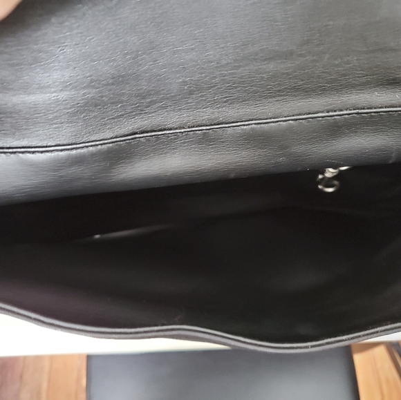 Lisa Loren black leather briefcase pewter tone - Picture 4 of 8